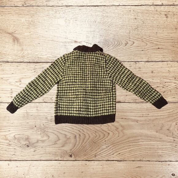 Vintage hand knit child’s cardigan houndstooth sweater - Picture 4 of 5